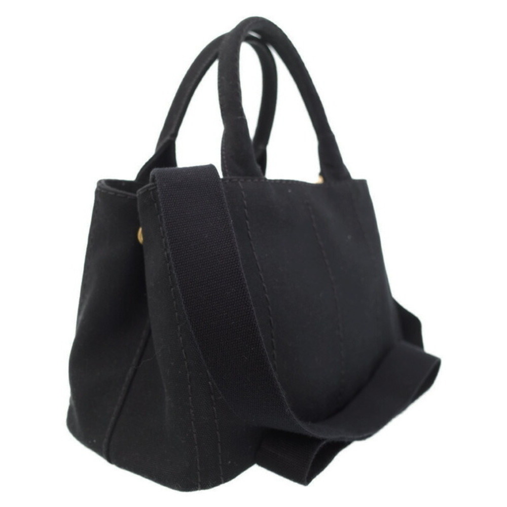 Prada 2way Canapa top Tote canvas Black handbag handles